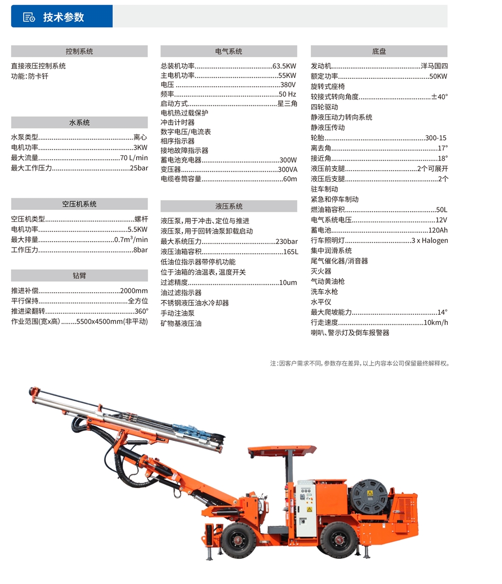 礦用(use)液壓掘進鑽車參數