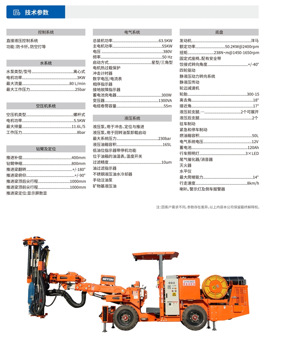 DL2-Nb礦用(use)液壓采礦鑽車參數